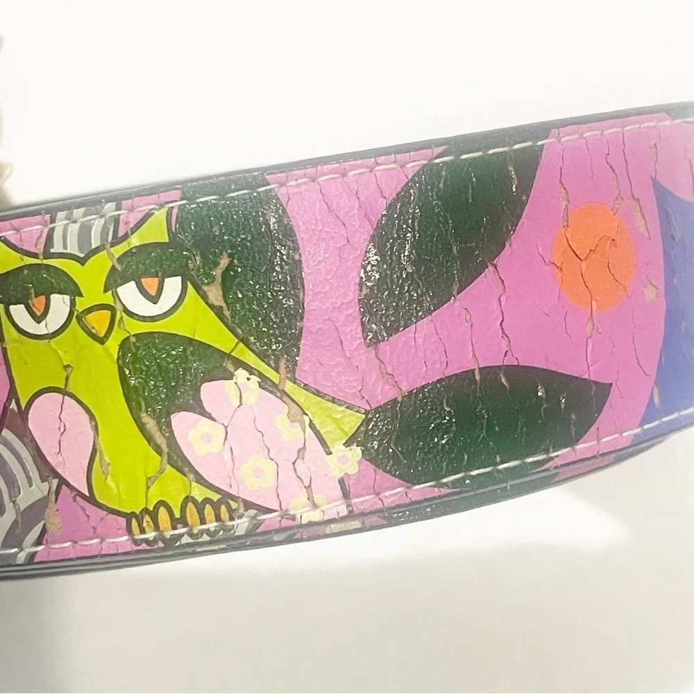 Rock Rebel Size Medium Multi Colored‎ Painted Owl Printed Belt